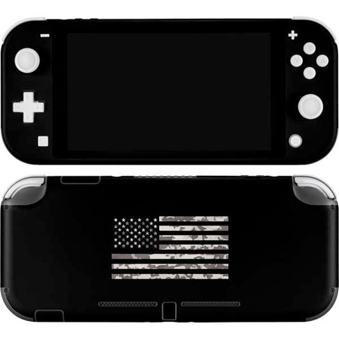 Black and White Camo American Flag Nintendo Switch Lite Skin